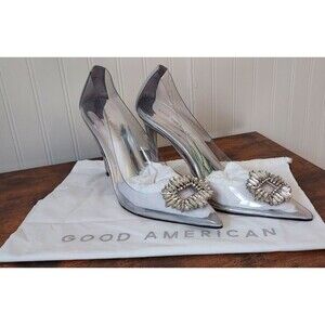 Good American Size 11.5 Clear Plastic‎ Rhinestone 5"  Pumps